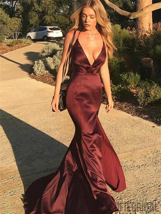 V-neck Prom Dresses, Sexy Mermaid Prom Dresses, Long Cheap Prom Dresses, PD0688