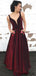 V-neck A-line Velvet Prom Dresses, Cheap  Prom Dresses, PD0839