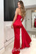 Sexy Soft Satin Sweetheart V-Neck Sleeveless Side Slit Mermaid Long Prom Dresses With Trailing,PD0767