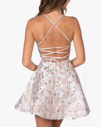 Two Pieces Halter Sleeveless Backless Blue Short Homecoming Dresses,HD0208