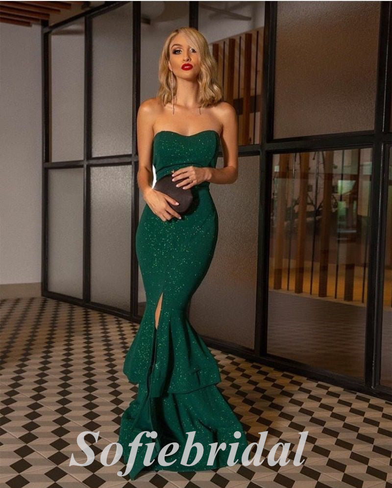 Sexy Special fabric Sweetheart Sleeveless Side Slit MermaidLong Prom Dresses, PD0859