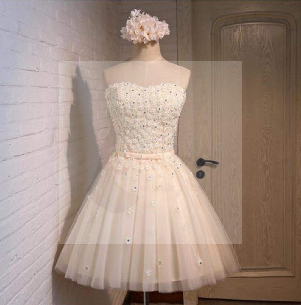 New Arrival Lace Beaded Homecoming Dress, Cute Short Prom Dress