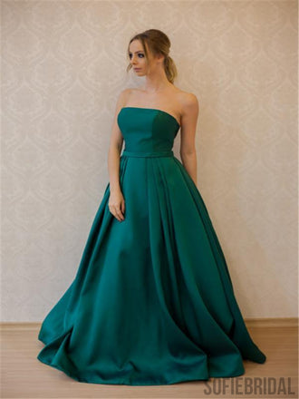 Green Satin Prom Dresses, A-line Elegant Prom Dresses, Long Prom Dresses, Popular Prom Dresses, PD0622
