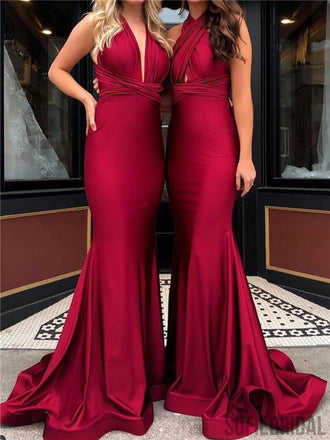 Simple Convertible Long Mermaid Prom/Bridesmaid Dresses, PD0866