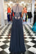 Gray Haler Long A-line Chiffon Lace up Prom/Bridesmaid Dresses, PD0870