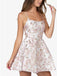 Beautiful Lace-Up A-Line Short Homecoming Dresses With Small Floral Pattern,HD0203