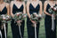 Spaghetti Long Sheath Side Slit Black Bridesmaid Dresses, PD0897