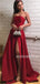 Strapless Newest Simple Dark Red Prom Dresses With Split, PD1048
