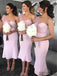 Mermaid One-shoulder Short Pink Bridesmaid Dresses, BD1065