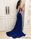 Royal Blue Mermaid Side Slit Prom Dresses, Sexy Long Prom Dresses, PD0751