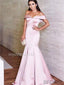 Mermaid Off-shoulder Simple Long Pink Elegant Prom Dresses, PD1049