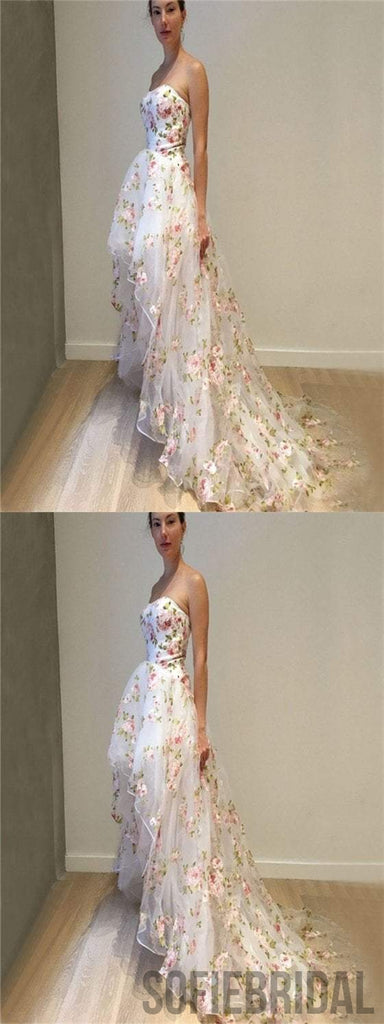Sweetheart Floral Prom Dresses, Hi-low Prom Dresses, Special Prom Dresses, PD0595