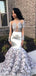 Silver Floral Lace Beaded Long Mermaid Prom Dresses, PD0797