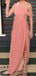 Newest One-shoulder Pink Velvet Cheap Long Prom Dress, PD0017