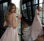 Brand Inspired Deep V-neck Long A-line Sequin Wedding Dresses, Long Prom Dresses, PD0364
