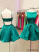 Short Cheap Open Back Emerald Green Homecoming Dresses, CM448