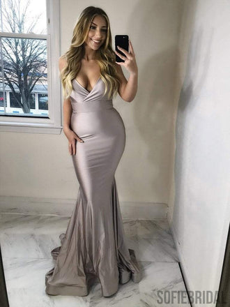 Long Mermaid Gray Beaded Sexy Luxury Prom Dresses, PD0920
