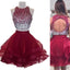 2 Pieces Beaded Tulle Homecoming Dresses, Open Back Homecoming Dresses, Homecoming Dresses, SF0123
