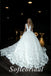 Elegant Deep V-Neck Cap Sleeve A-Line Long Wedding Dresses With Butterfly Applique,SFWD0076