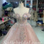 Elegant Tulle Off Shoulder V-Neck Sleeveless A-Line Long Prom Dresses/Ball Gown With Beading,SFPD0579