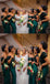 Dark Green Satin Sequin Off Shoulder Mermaid Bridesmaid Dresses, SFWG00417