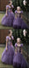 Purple Spaghetti Straps Sequin Tulle A-Line Flower Girl Dresses, FGS0031