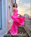 Sexy Satin Spaghetti Straps Sleeveless A-Line Long Prom Dresses, PD0837