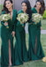 Unique Long Sleeves Sexy V Neck Mermaid Teal Green Cheap Long Bridesmaid Dresses, SFWG00423