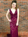V-neck Sleeveless Lace Mermaid Long Cheap Prom Dresses, PD0828