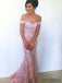 Off Shoulder Lace Long Mermaid Prom Dresses, Cheap Prom Dresses, PD0773