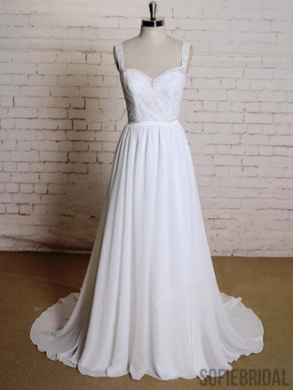 Sexy Open back Lace Straps  Cheap Beach Wedding Dresses Online, WD376