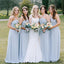 Long A-line Bridesmaid Dresses, Light Blue Bridesmaid Dresses, Chiffon Bridesmaid Dresses, PD0508