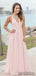 A-line V-neck Lace Back Long Cheap Bridesmaid Dresses, BD0575