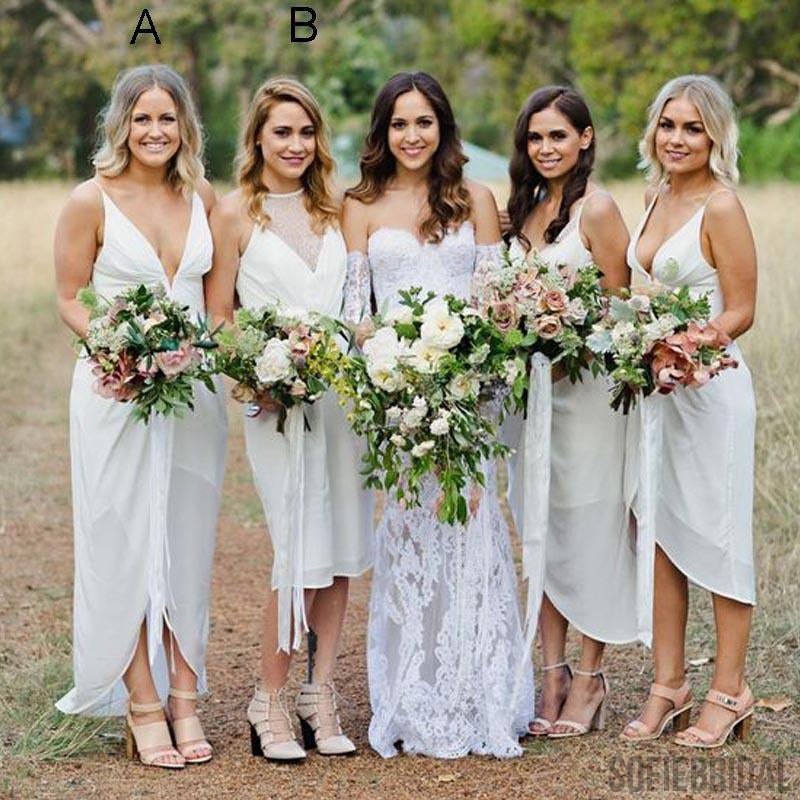 Mismatched Chiffon Lace Bridesmaid Dresses, Wedding Party Dresses, Cheap Bridesmaid Dresses, PD0312