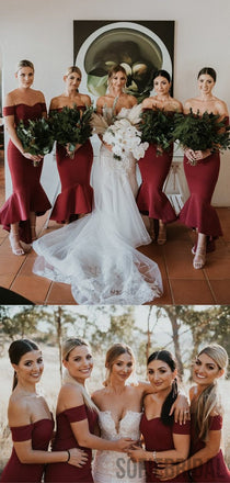 Off Shoulder Long Mermaid Simple Elegant Bridesmaid Dresses, PD0914