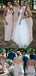 V-neck Blush Pink  Long Sheath Bridesmaid Dresses, PD0853