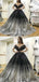 Off Shoulder Gradient Black-Silver Sequin Long Prom Dresses, PD0858