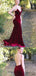 Spaghetti Long Mermaid Sexy V-neck Velvet Prom Dresses, PD0885