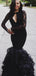 Long Sleeves Sexy Black Mermaid Lace Prom Dresses, PD0843