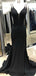 Black Mermaid Rhinestone Beaded Long Prom Evening Dresses, PD0953