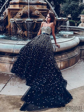 Chic fully rhinestones scattered long sleeves jersey Prom Formal Evening  Dress Gown