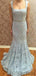 Light Blue Lace Mermaid Long Prom Dresses, Cheap Newest Prom Dresses, PD0771