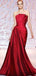 Sexy Long Mermaid Ruffles Red Satin Prom Dresses, PD0930