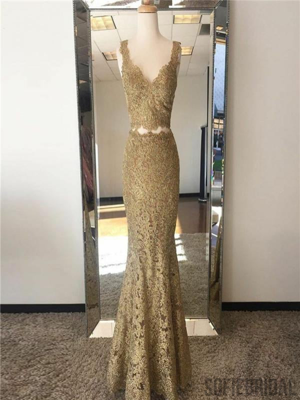 2 Pieces Prom Dresses, Lace Prom Dresses, Mermaid Prom Dresses, Popular Prom Dresses, PD0697