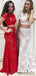2 Pieces Long Mermaid Cap Sleeves Lace Prom Dresses, PD0943