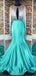 Long Sleeves Beaded Sexy Mermaid Satin Prom Dresses, PD0798