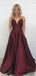 Simple V-neck Long A-line Prom Dresses, Cheap Prom Dresses, PD0757