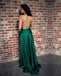Green Satin Prom Dresses, Side Slit Prom Dresses, Cheap Prom Dresses, Long Prom Dresses, PD0662