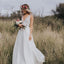 V-neck Lace Chiffon Chic Open Back With Lace Belt Affordable Wedding Dresses, WD0231