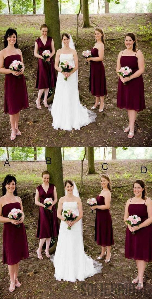 Mismatched Short Chiffon Bridesmaid Dresses, Lovely Fall Bridesmaid Dresses, Wedding Party Dresses, PD0358